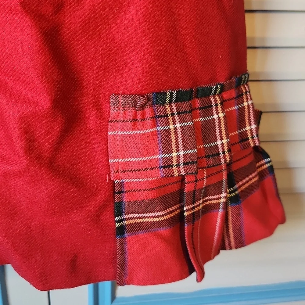 Jacadi Paris Red Wool Plaid Pleated Dress